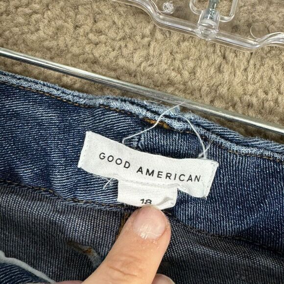 Good American Good Legs Crop Fray Jeans Plus 18 Blue High Rise Distressed Skinny - Picture 10 of 14